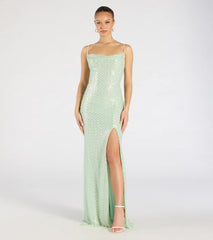 Hollie Lace-Up Mermaid Sequin Beaded Formal Dress