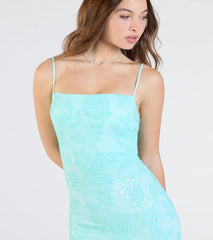 Kimber High Slit Floral Sequin Mermaid Dress