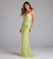 Kay Sleeveless V-Neck Mermaid Mesh Formal Dress