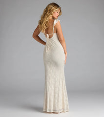Romy Ruffle Tie-Back Mermaid Lace Formal Dress