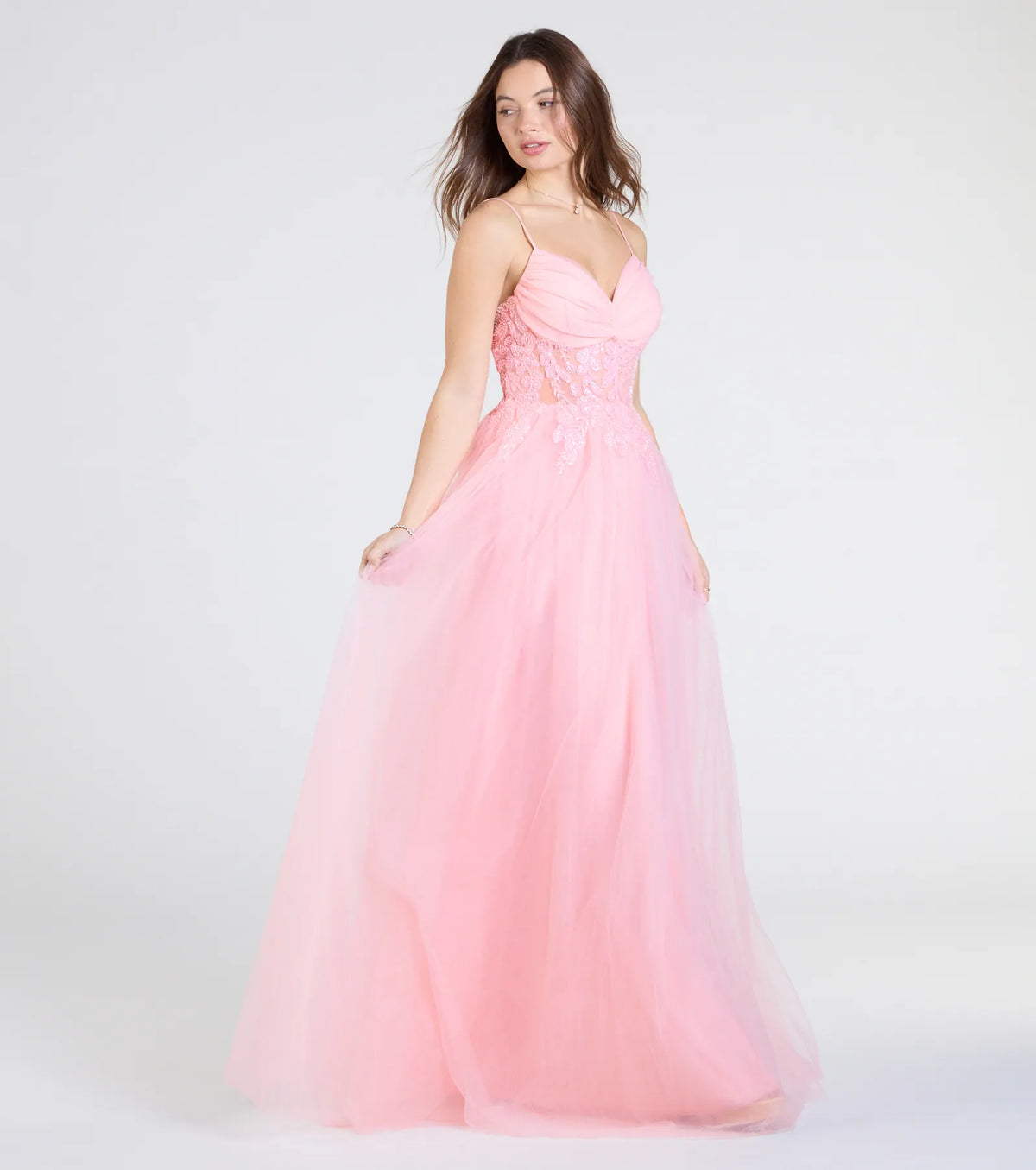 Alia Sequin Applique A-Line Tulle Formal Dress