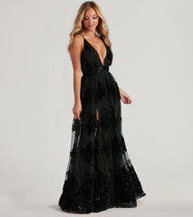 Morgan Flocked Velvet A-Line Formal Dress