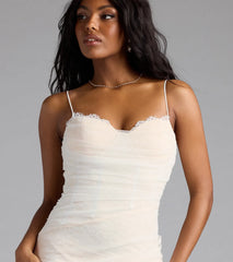 Kristana Corset Slit Mesh Lace Formal Dress