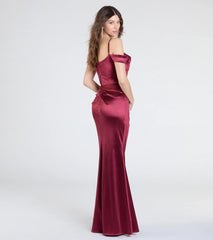 Trista Cold Shoulder Slit Satin Formal Dress