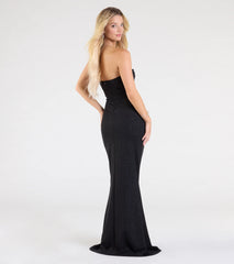 Jaqueline Strapless Slit Glitter Formal Dress