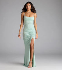 Diane Lace-Up Slit Mermaid Glitter Formal Dress