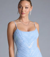 Betsey Lace-Up Mermaid Sequin Bead Formal Dress