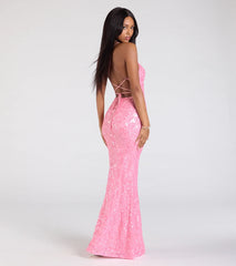 Lora Sequin Lace-Up Mermaid Dress