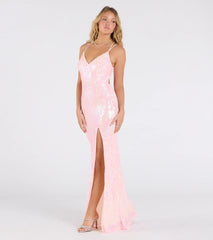 Rosie Lace-Up Slit Mermaid Sequin Formal Dress