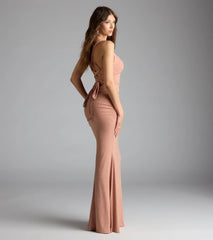 Tatiana Lace-Up Mermaid Glitter Formal Dress