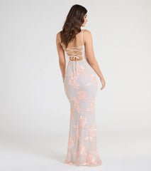 Nicollet Lace-Up Mermaid Floral Formal Dress