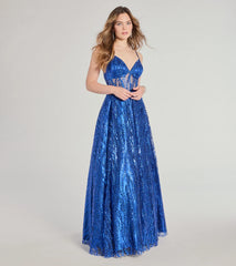 Janet Bustier Lace-Up Glitter A-Line Ball Gown