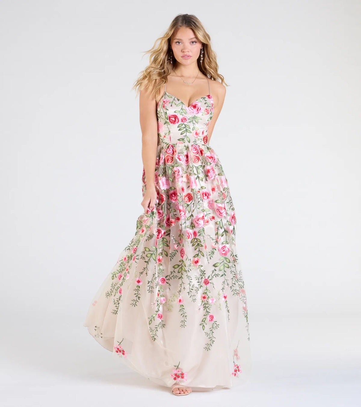 Felicity Lace-Up A-Line Floral Tulle Ball Gown