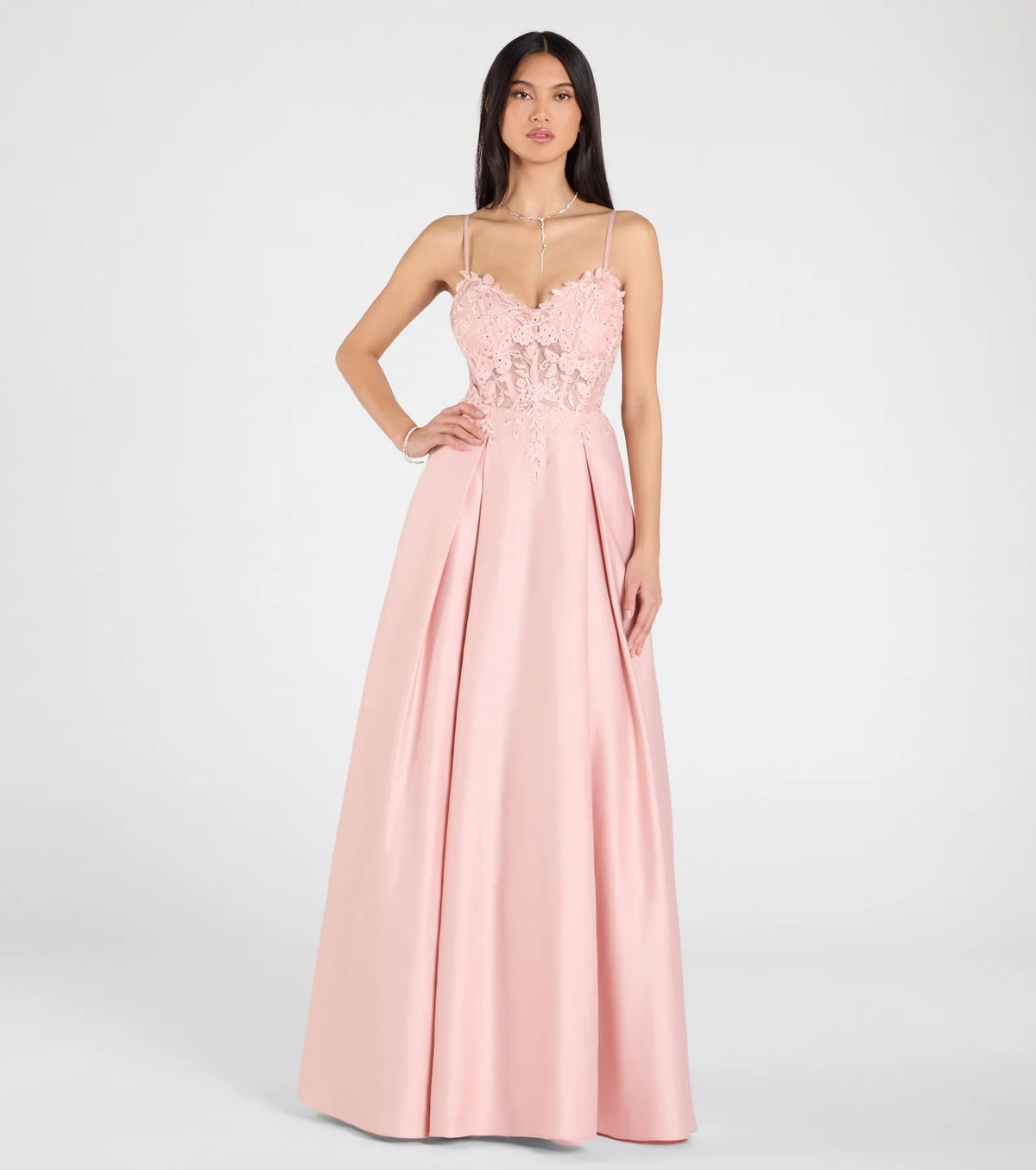 Paloma Corset Applique A-Line Satin Ball Gown