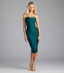 Classy Chic Strapless Knit Midi Dress