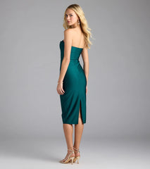 Classy Chic Strapless Knit Midi Dress
