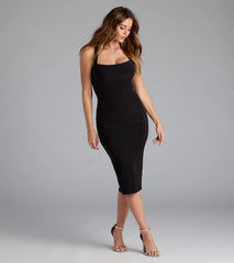 Scene Stealer Halter Bodycon Midi Dress