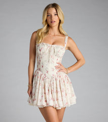 Laced Up And Lovely Floral Corset Dress
