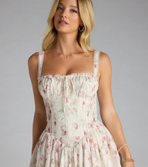 Laced Up And Lovely Floral Corset Dress