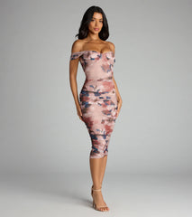 Romance Rewritten Off Shoulder Floral Midi Dress