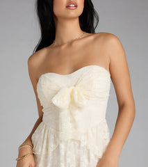 Love Stories Tie Front Ruffle Lace Skater Dress