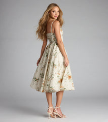 Garden Party Goals Floral Corset A-Line Midi Dress