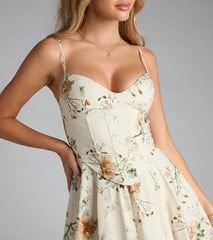 Garden Party Goals Floral Corset A-Line Midi Dress