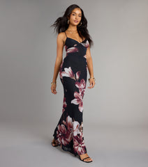 Flirty Twist Floral Lace-Up Maxi Dress