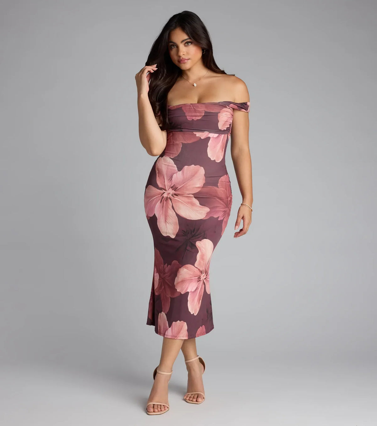 Love in Bloom Floral Off-Shoulder Dress