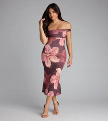 Love in Bloom Floral Off-Shoulder Dress