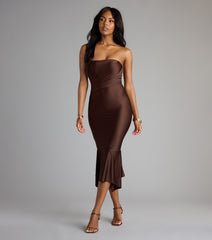 Effortless Flirt Tube Ruffled Midi Dress