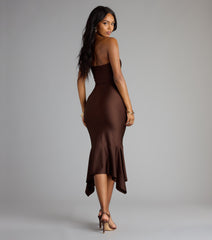 Effortless Flirt Tube Ruffled Midi Dress