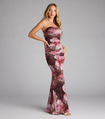 Garden At Sunset Strapless Floral Maxi Dress