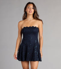 Dazzle Hour Strapless Lace Skater Dress