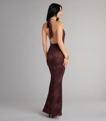 High Drama Halter Cowl Neck Maxi Dress