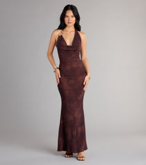 High Drama Halter Cowl Neck Maxi Dress