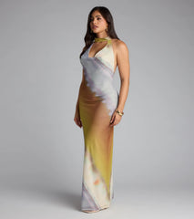 Sunset Mood Tie Dye Halter Maxi Dress