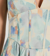 Constant Sensation V-Neck Corset Satin Skater Dress