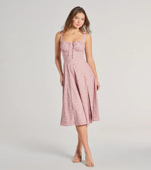 Sweet Spice Corset Lace-Up Floral Midi Dress