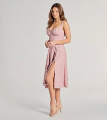 Sweet Spice Corset Lace-Up Floral Midi Dress