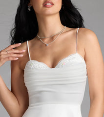 Sultry Glow Sequin Lace Trim Skater Dress