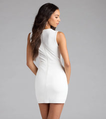 Chic Day Crew Neck Bodycon Crepe Mini Dress