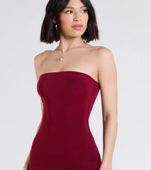 Sleek Fit Strapless High Slit Maxi Dress