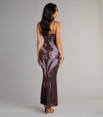 Moonlit Bloom Abstract Floral Maxi Dress