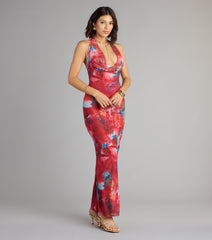 Boldly Chic Abstract Cowl Neck Maxi Dress