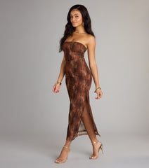 High Drama Abstract Mesh Maxi Dress