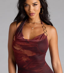 Sun Goes Down Halter Abstract Bodycon Mini Dress