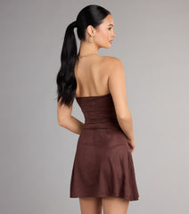 Falling for You Suede Tube Mini Dress