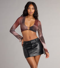 In the Mix Abstract Mesh Plunge Top