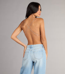 Disco Dream Sequin Rhinestone Chain Halter Top